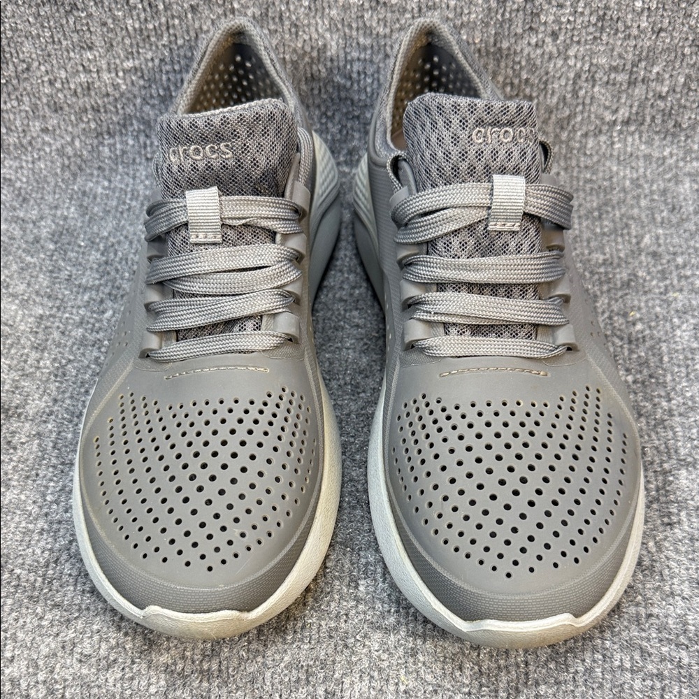 CROCS Pacer Men's Gray Perforated LiteRide-Style Sneakers Size 9